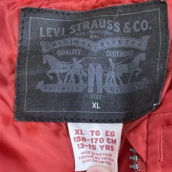 Levi's‎ Bomber Jacket Red Colorblock Youth Boys Size XL - Picture 4 of 8
